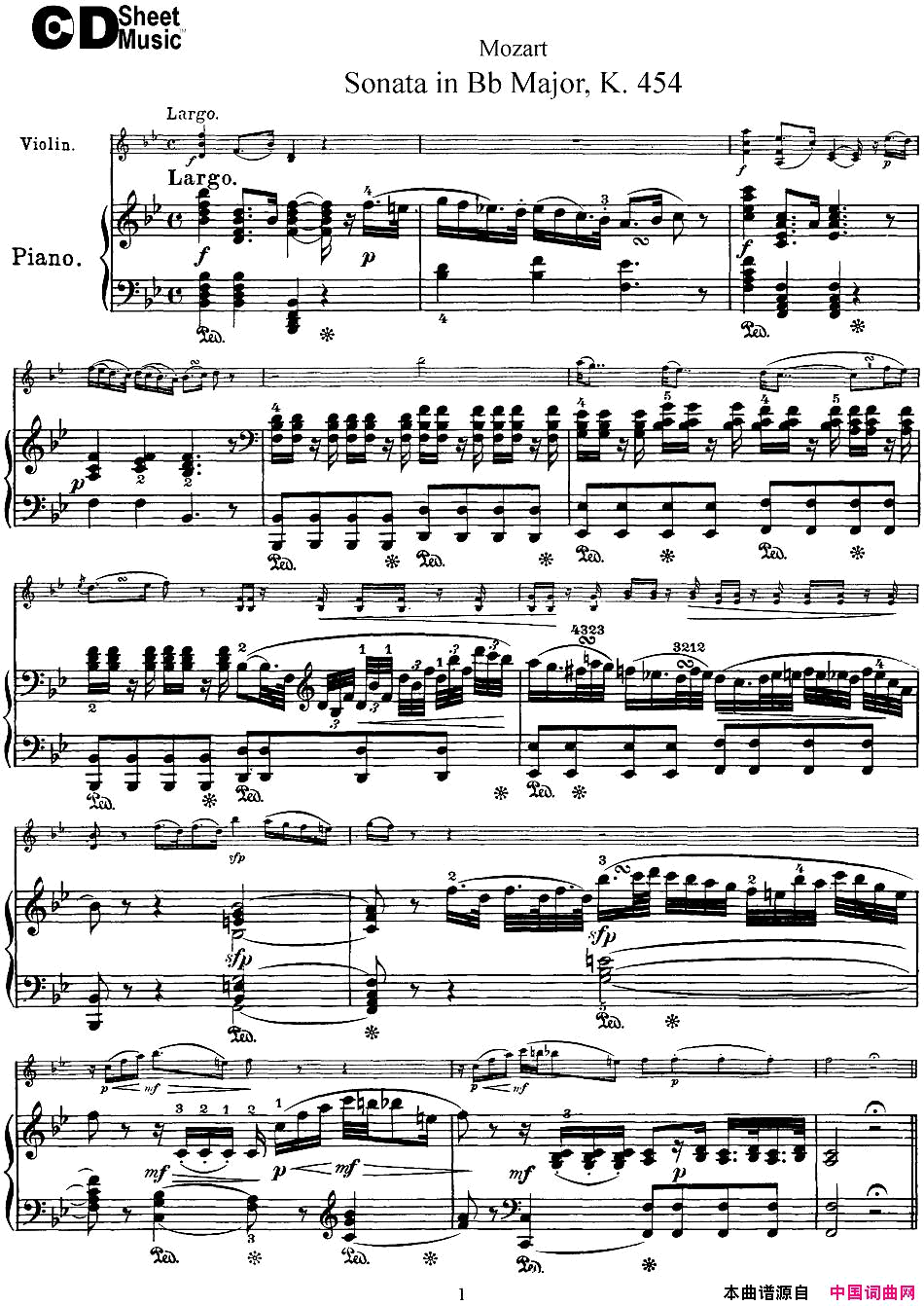 ٣ViolinSonatainBbMajorK.454С+ٰ