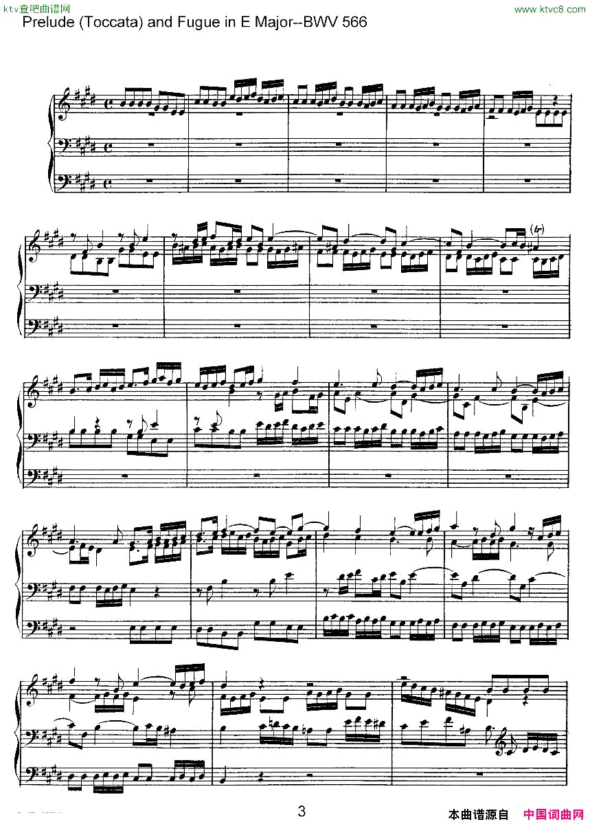 PreludeToccataandFugueinEMajor--BWV566ܷ