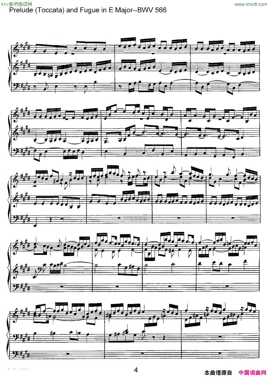 PreludeToccataandFugueinEMajor--BWV566ܷ