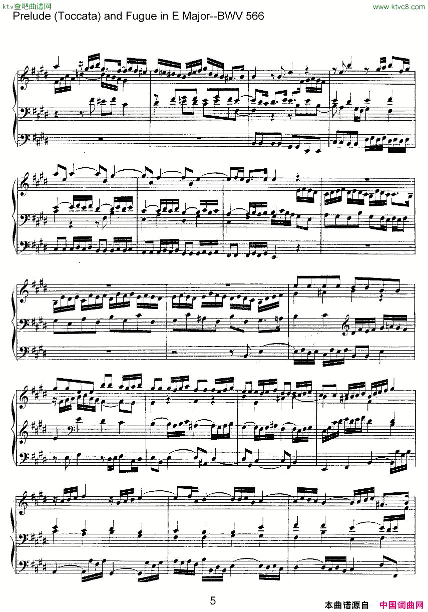 PreludeToccataandFugueinEMajor--BWV566ܷ