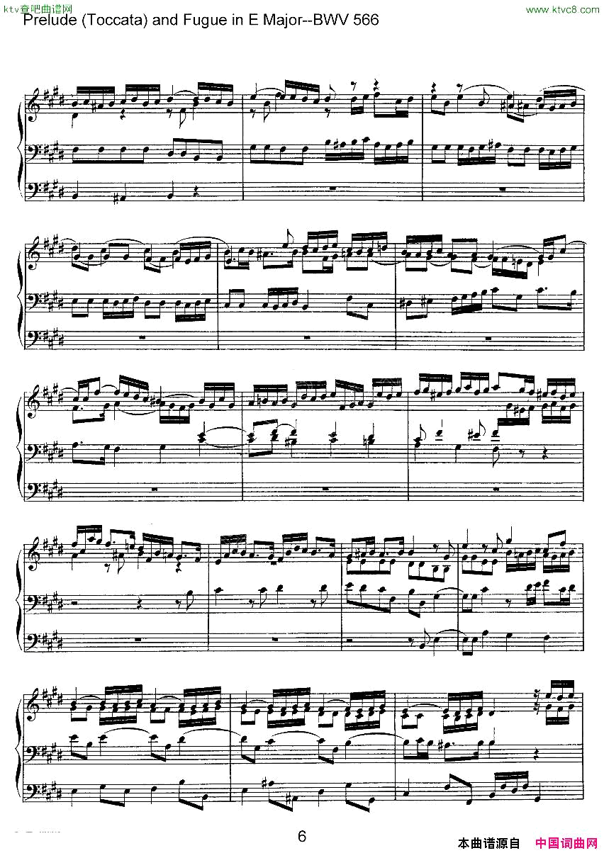 PreludeToccataandFugueinEMajor--BWV566ܷ