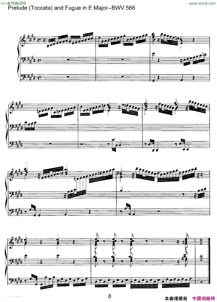 PreludeToccataandFugueinEMajor--BWV566ܷ