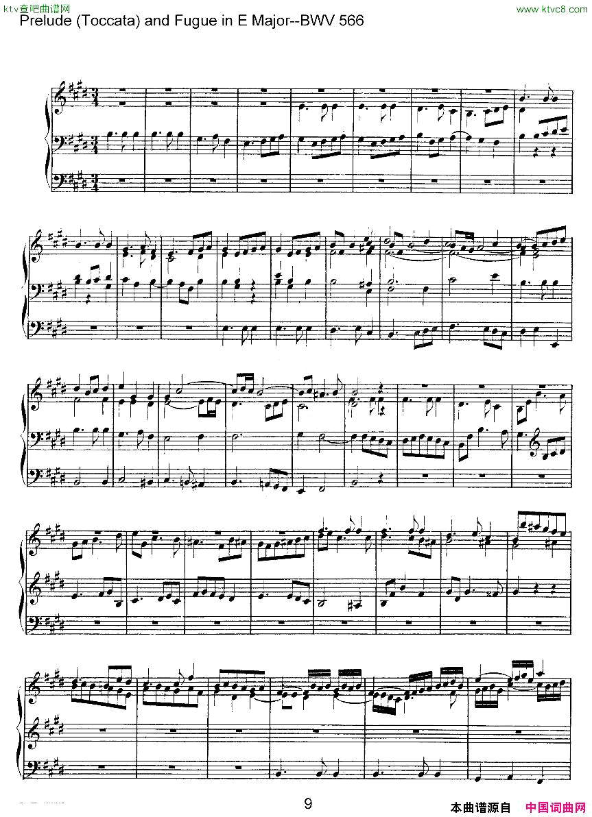 PreludeToccataandFugueinEMajor--BWV566ܷ