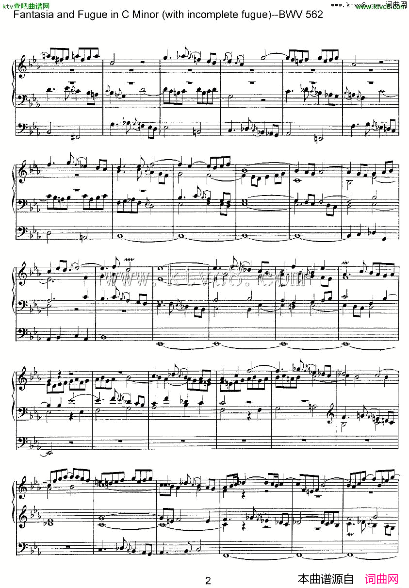 FantasiaandFugueinCMinorwithincompletefugue--BWV562ܷ