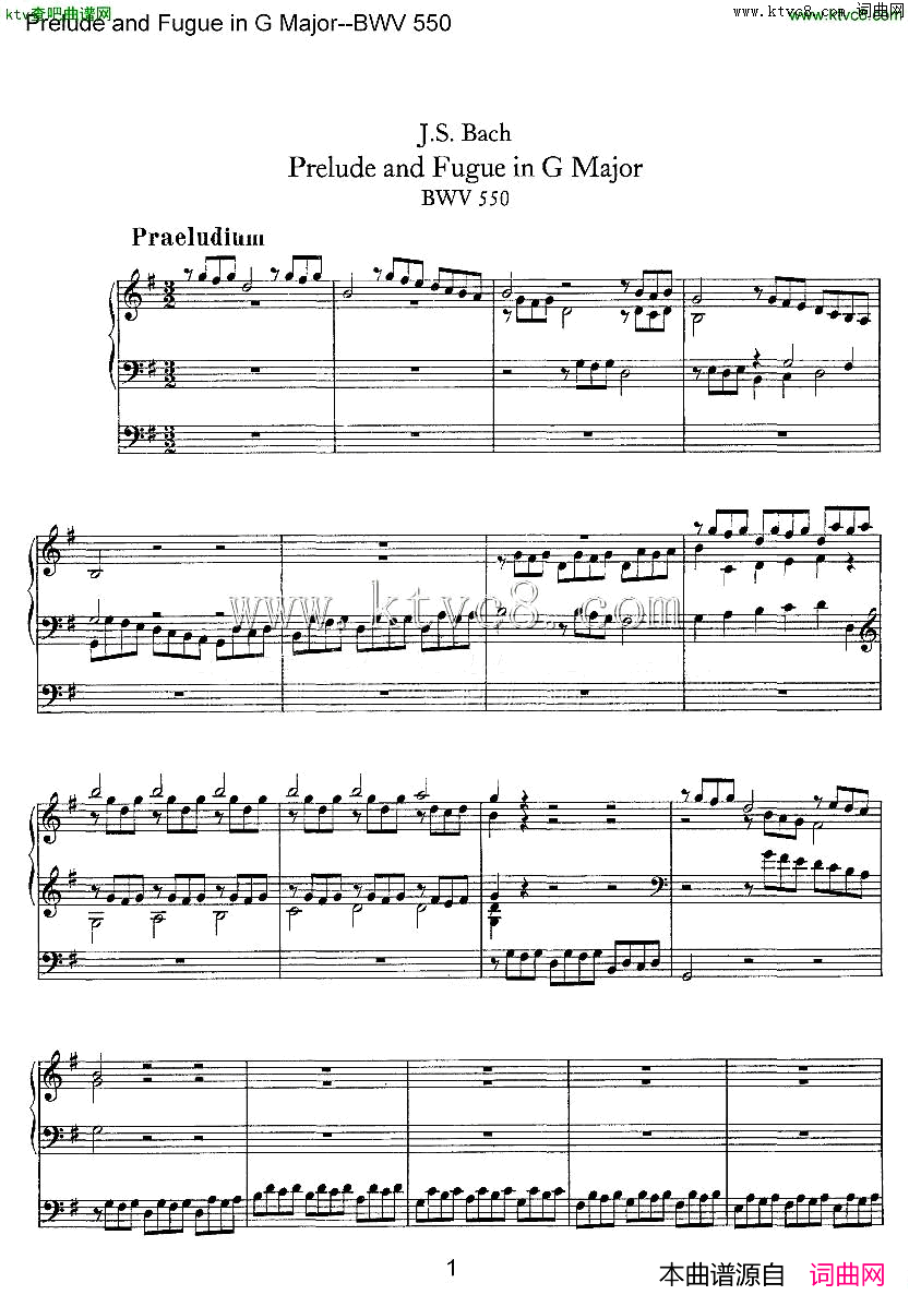 PreludeandFugueinGMajor--BWV550ܷ