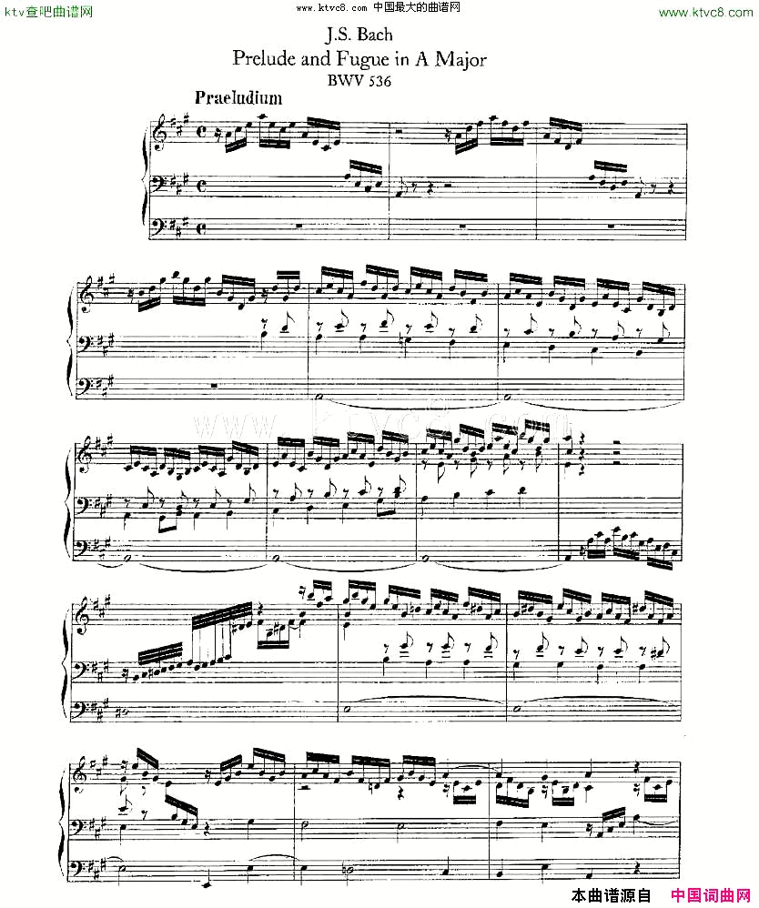 PreludeandFugueinAMajor--BWV536ܷ