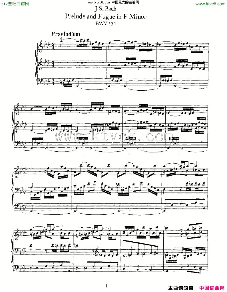 PreludeandFugueinFMinor--BWV534ܷ