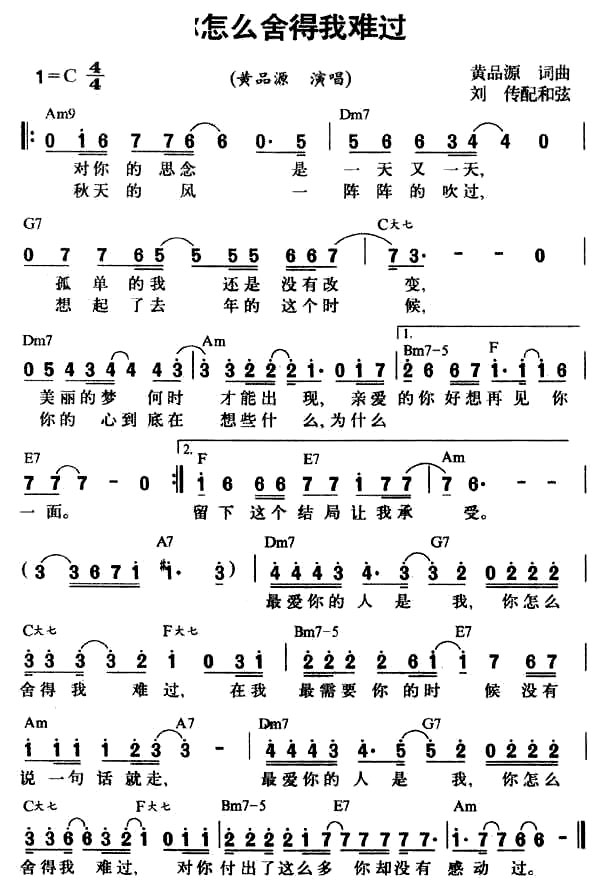 你怎么舍得我难过(黄品源)