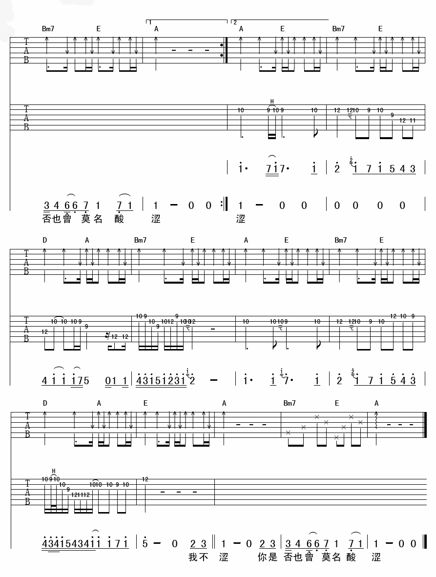 我不介意你恨我吉他谱 花儿乐队