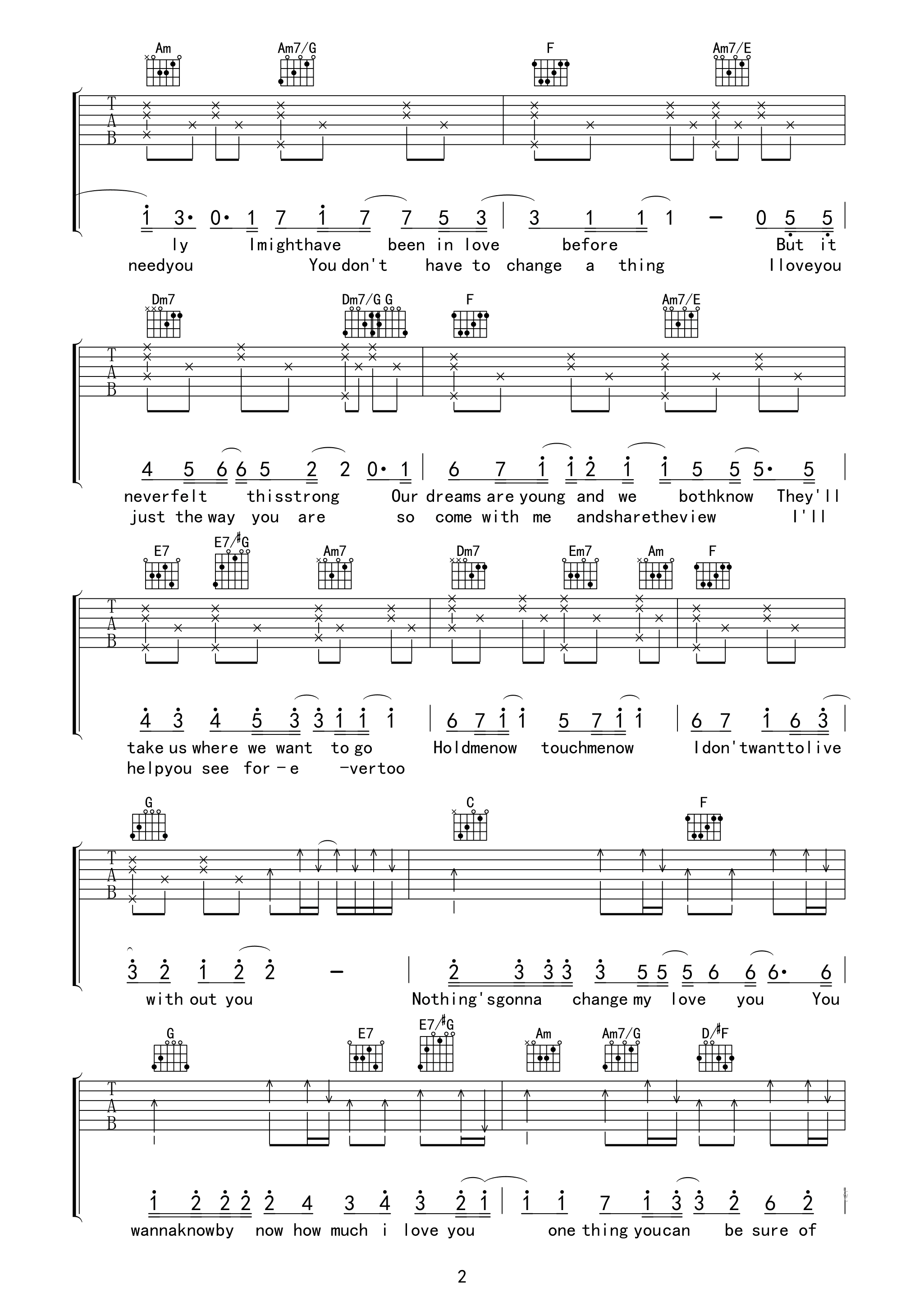 nothing's gonna change my love for you吉他谱