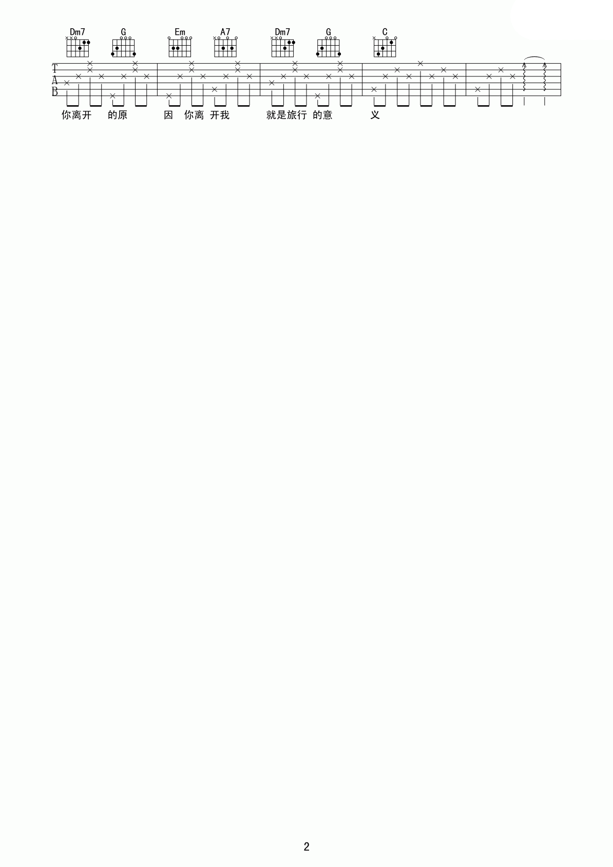 陈绮贞旅行的意义吉他谱 C调