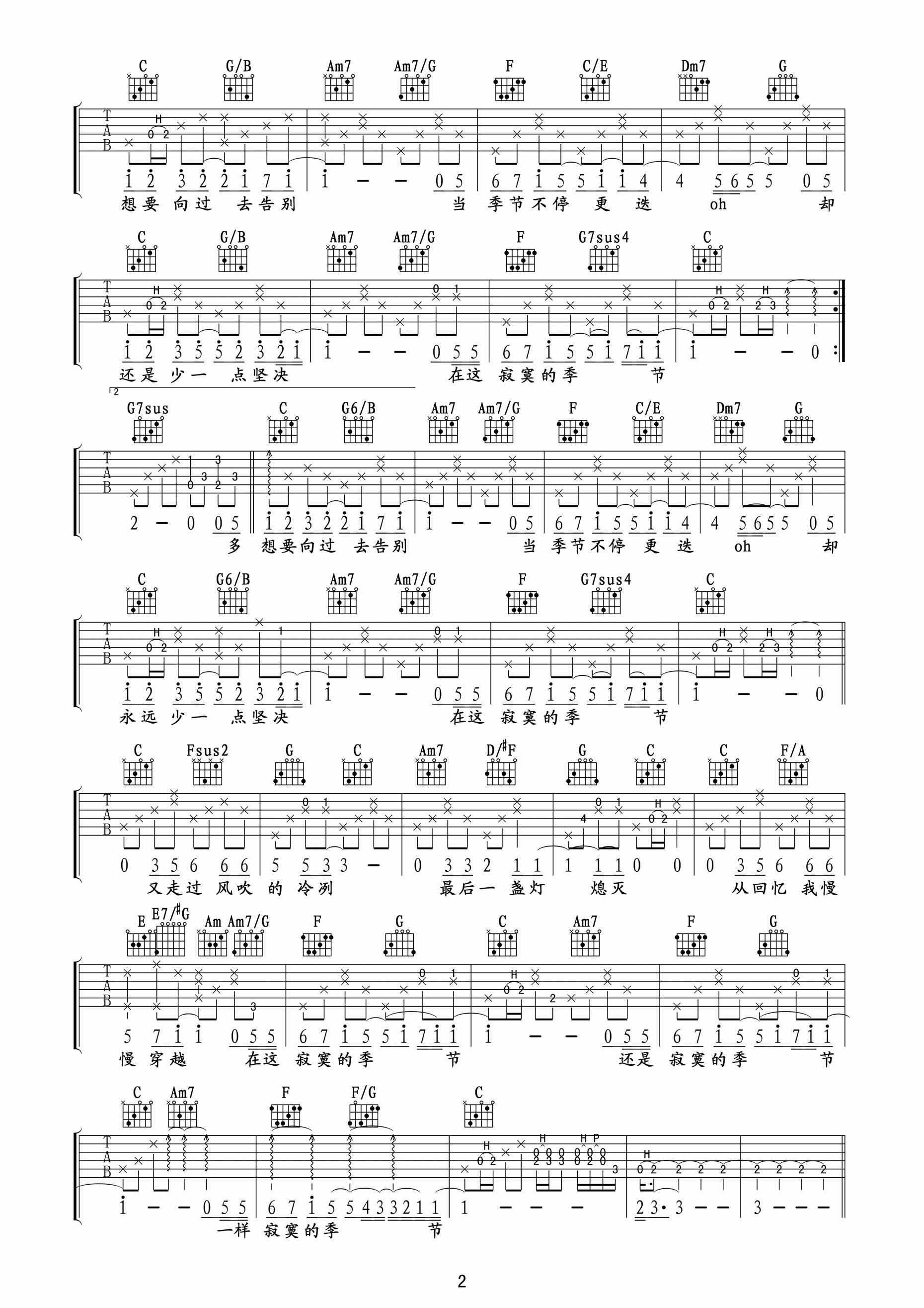 陶喆寂寞的季节吉他谱