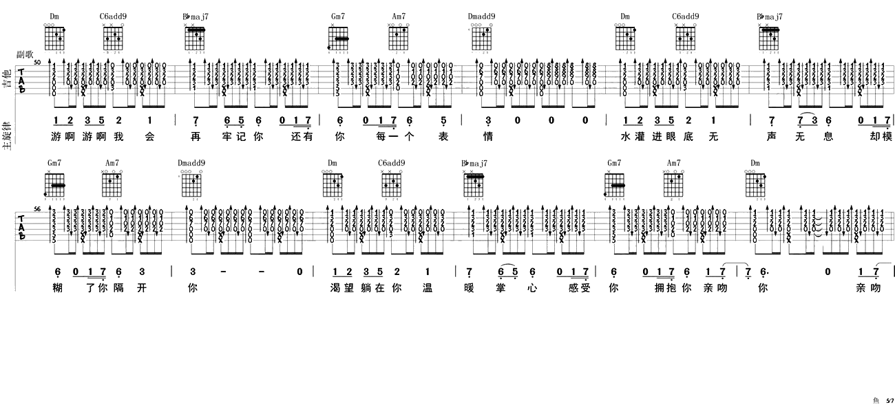 姚贝娜鱼吉他谱