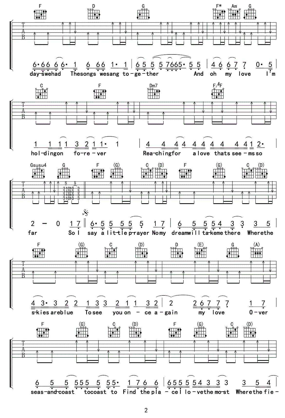 西域男孩My Love吉他谱