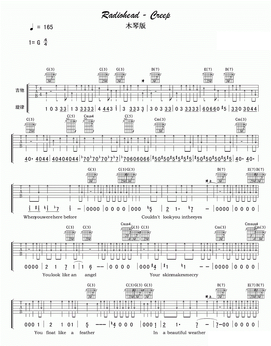 CREEP吉他谱