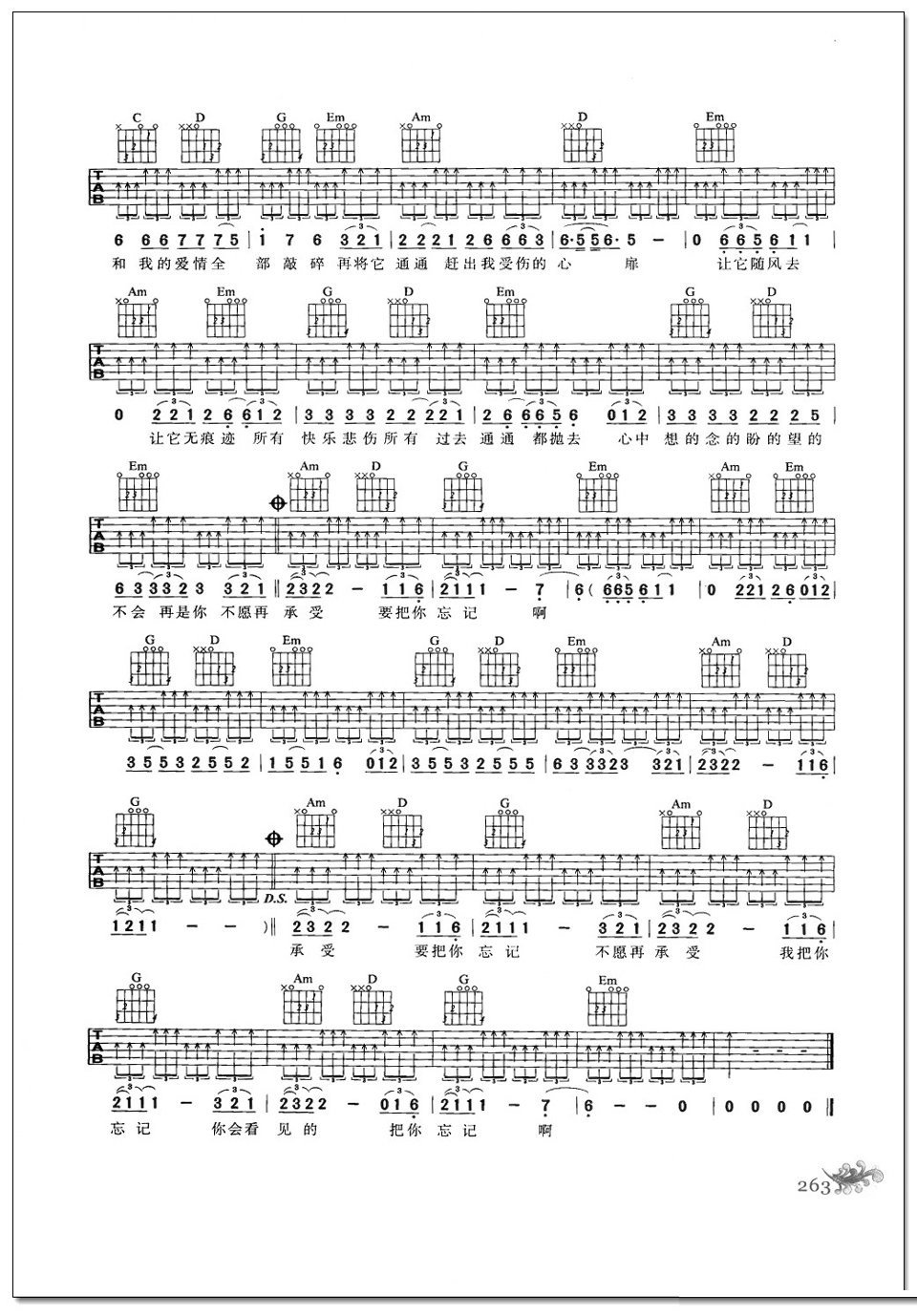 浪人情歌吉他谱 伍佰