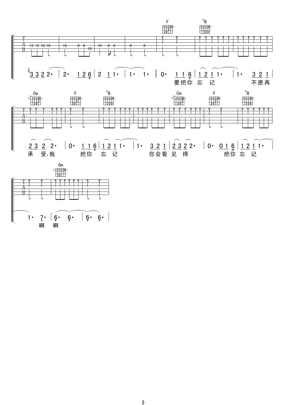 浪人情歌吉他谱 伍佰 C调