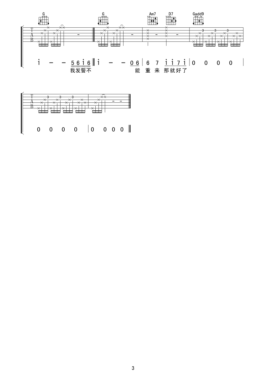 会呼吸的痛吉他谱 梁静茹 G调