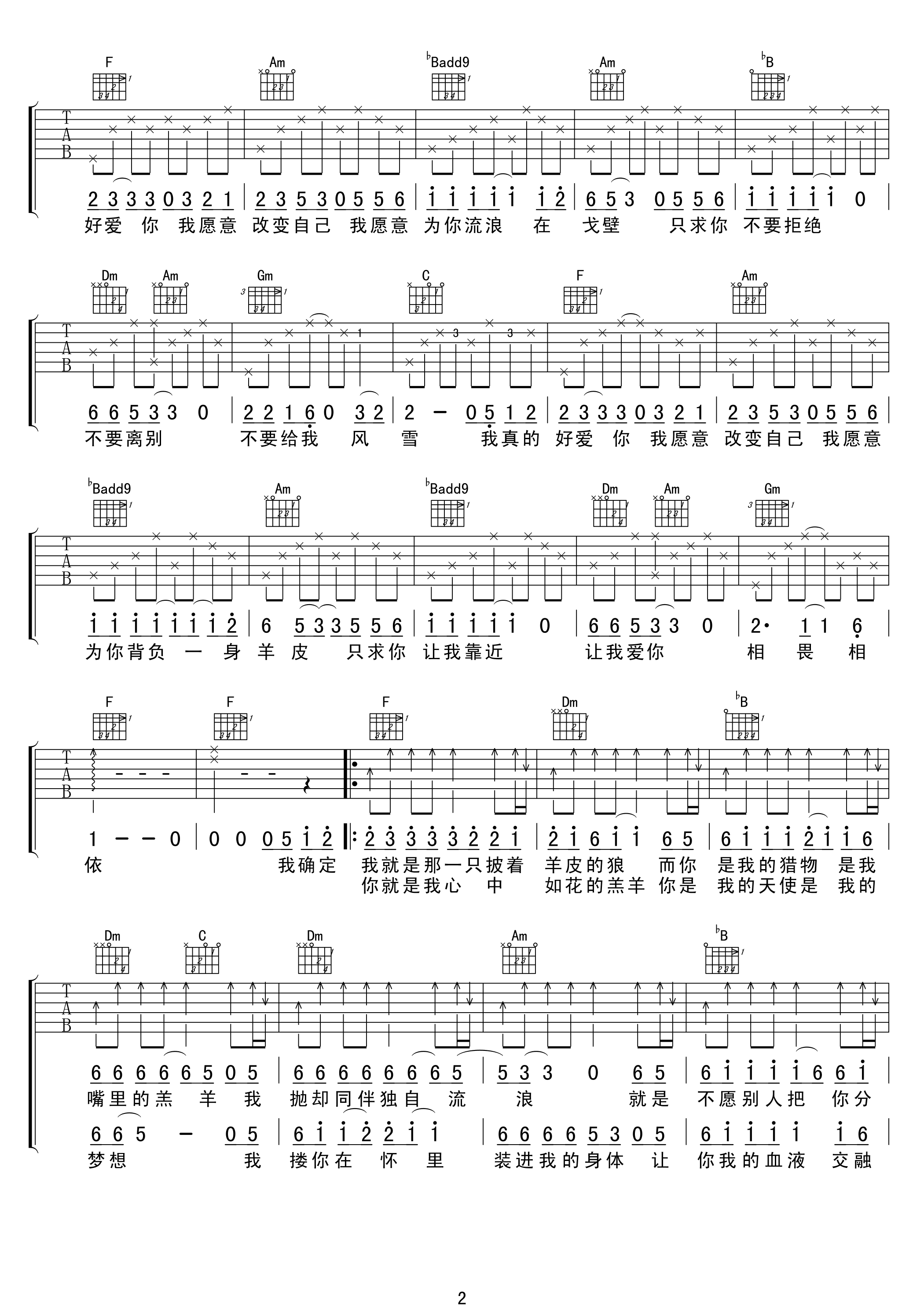 披着羊皮的狼吉他谱 谭咏麟