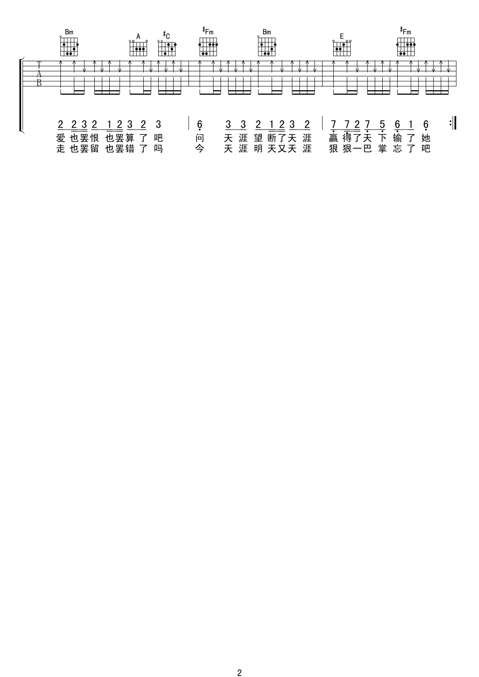 天涯吉他谱 任贤齐
