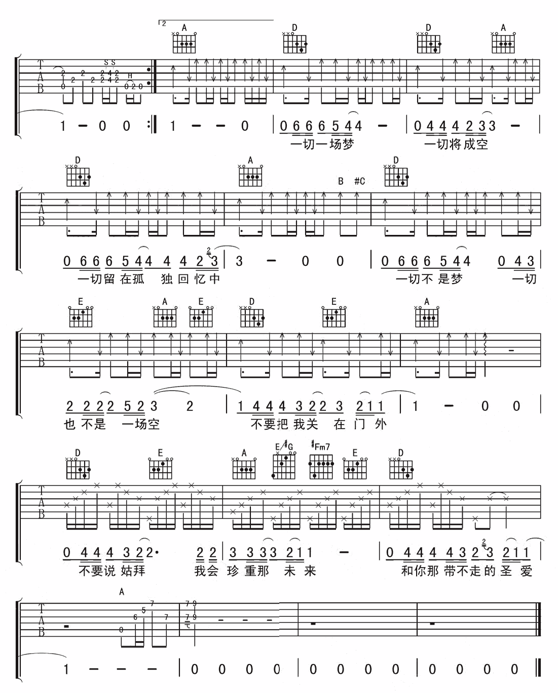 怕你为自己流泪吉他谱 黑豹乐队