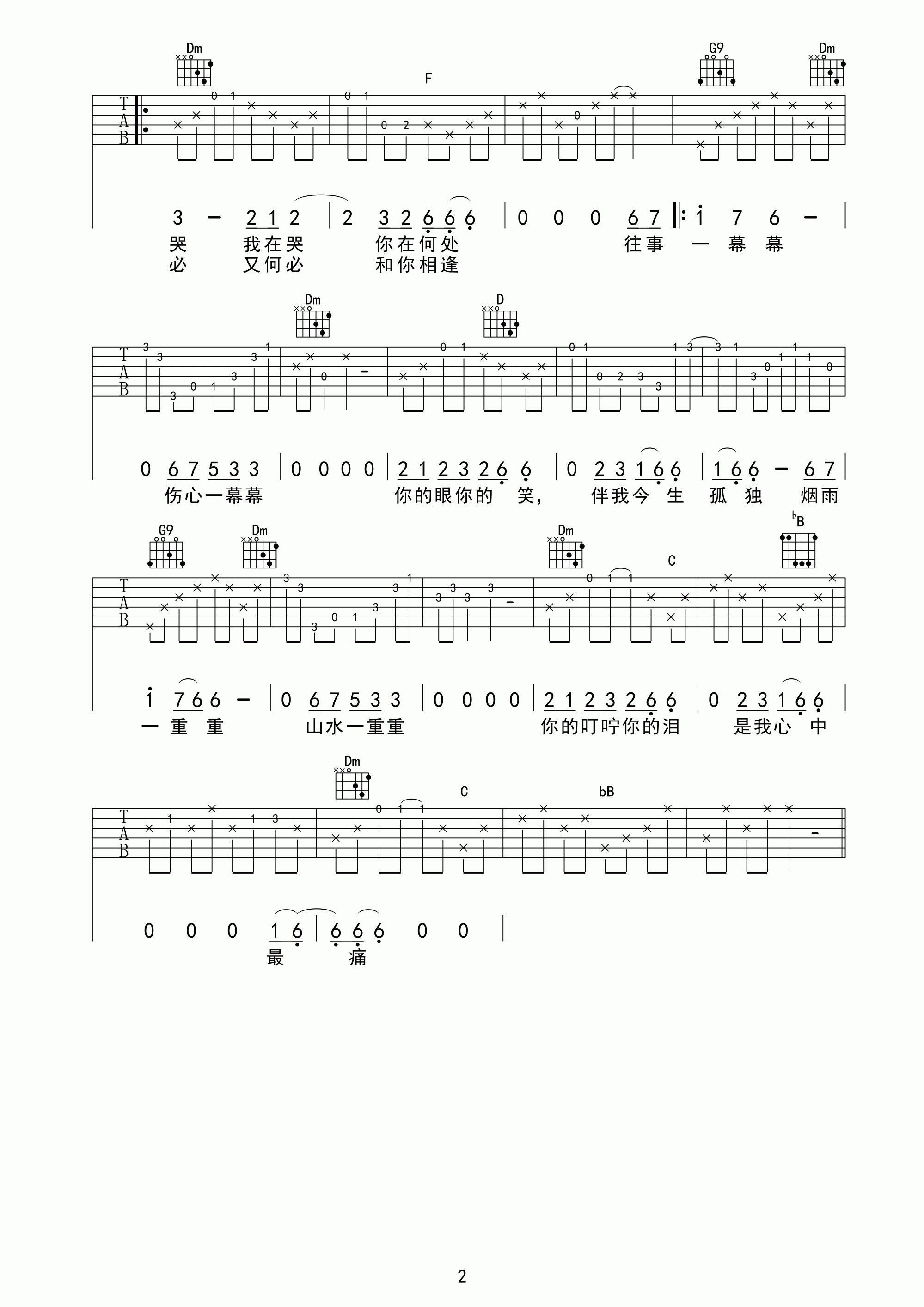 古巨基烟雨濛濛吉他谱