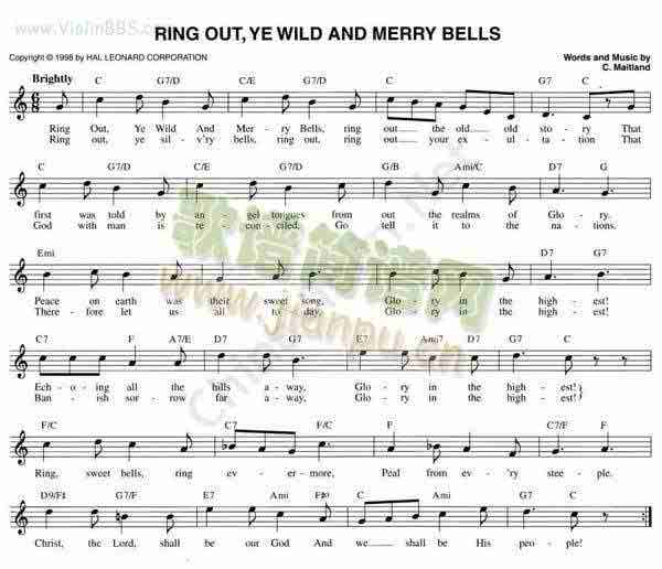 RING OUT`YE WILD AND MERRY BELLS