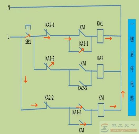 接触器控制的一键启停电路的工作原理